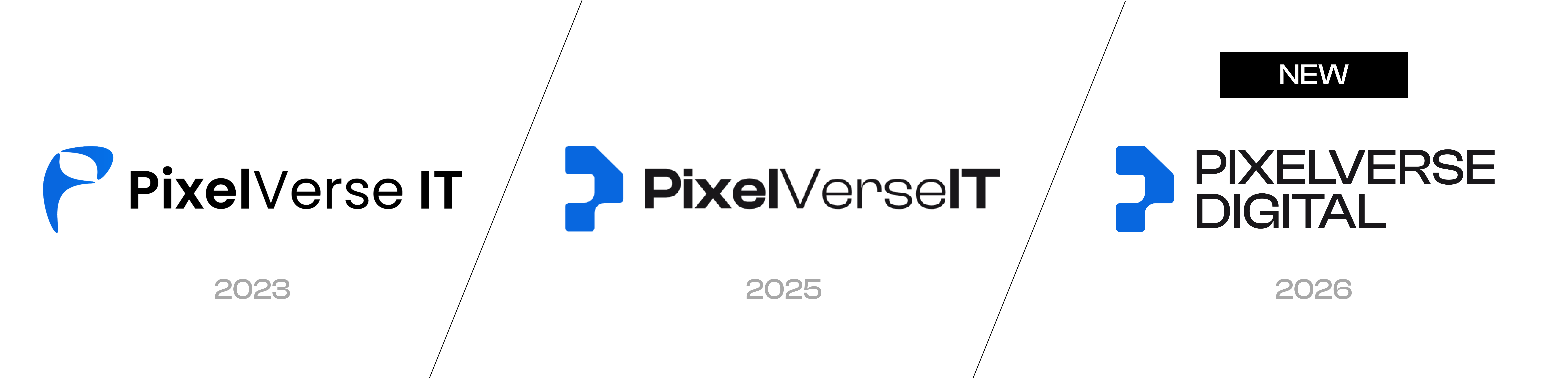PixelVerse Digital logo evolution - from Pixelmon Technology to PixelVerseIT to PixelVerse Digital