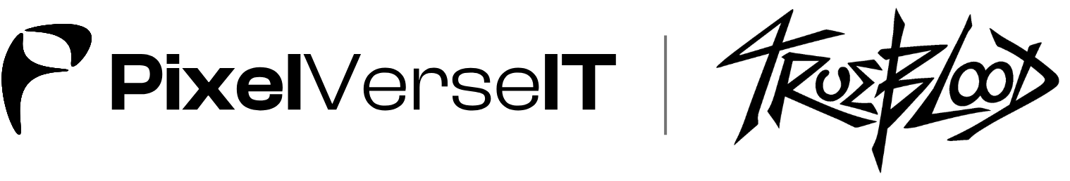 Logo of PixelVerseIT and Trueblood Band